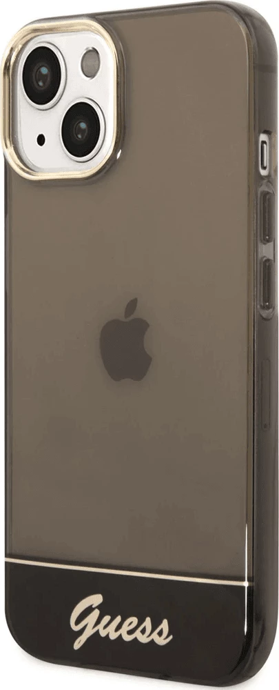Mbështjellës Guess GUHCP14MHGCOK për iPhone 14 Plus, silikon, i errët transparent