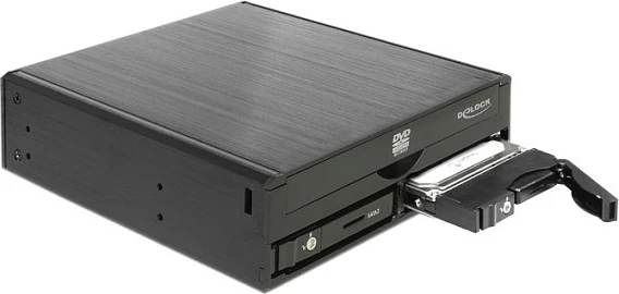 Rack mobil për HDD/SSD DeLOCK 47230, 5.25", SATA III, hot-swap, i zi