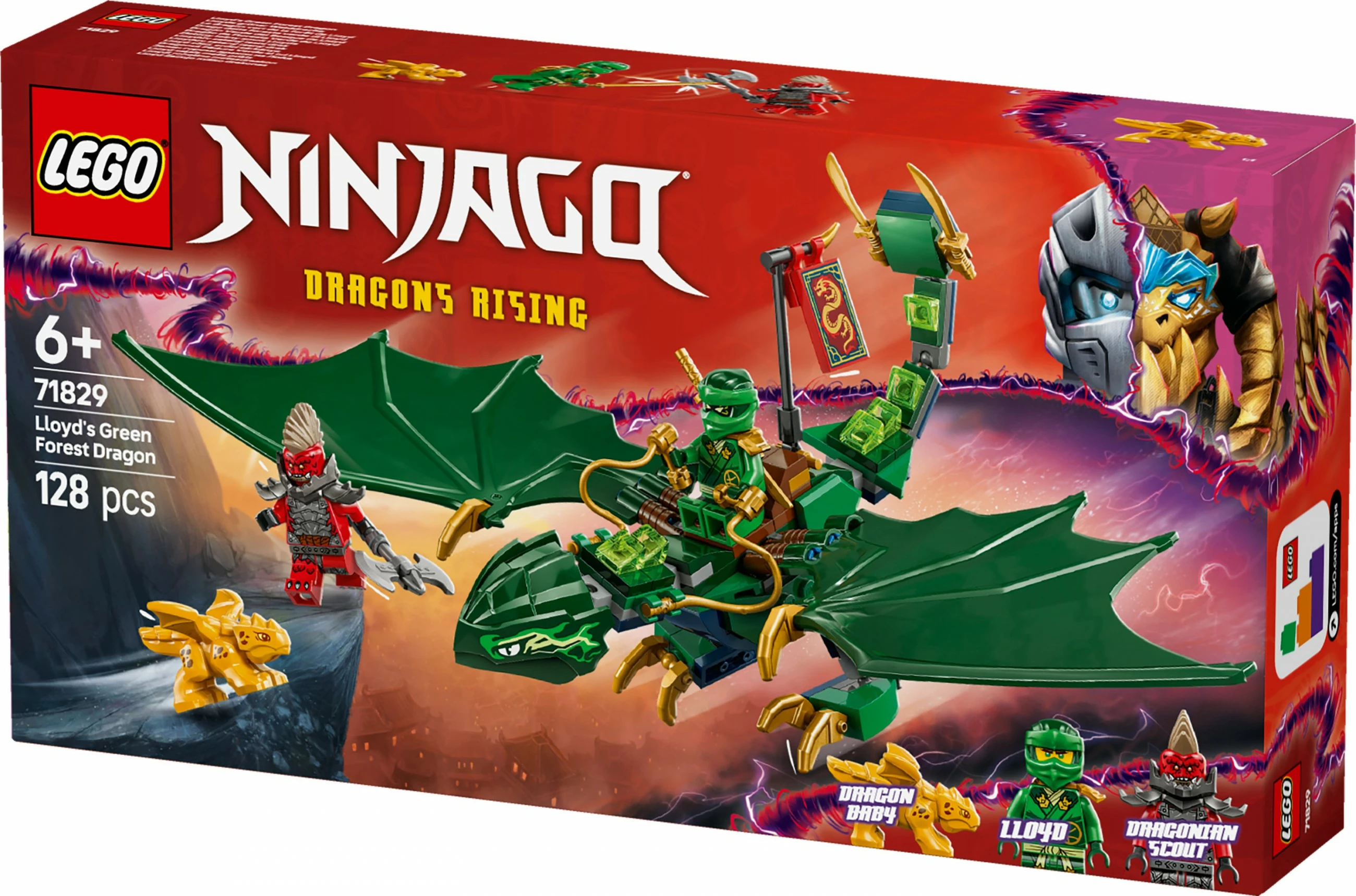 Set ndërtimi LEGO Ninjago 71829 Lloyd Green Forest Dragon 128 pjesë
