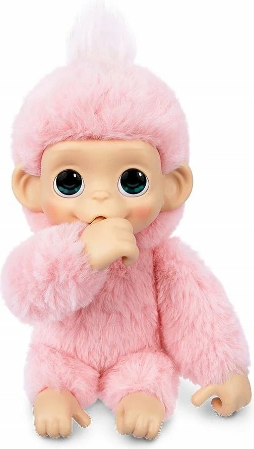 Lodër interaktive majmun Cobi Little Live Pets Mini Monkey Luna Lemon, 19 cm, rozë, me 2x AAA