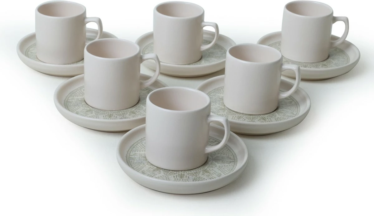 Set filxhanash kafeje (12 copë), Hermia Concept, X00019002, krem mat