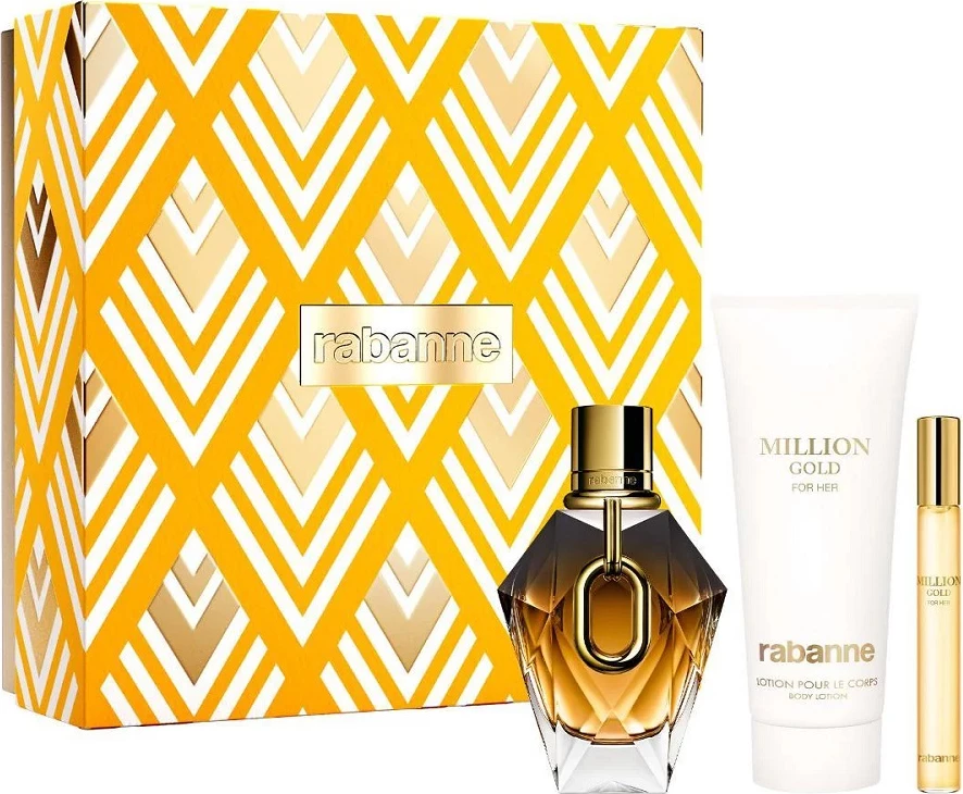 Set Eau de Parfum për femra Paco Rabanne Million Gold For Her 90ml + balsam trupi 100ml + spray 10ml