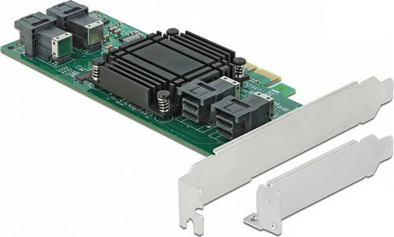 Kartë zgjerimi PCIe DeLOCK, PCIe x8, 4x SFF-8643 NVMe, low profile, 32 Gbit/s, e gjelbër