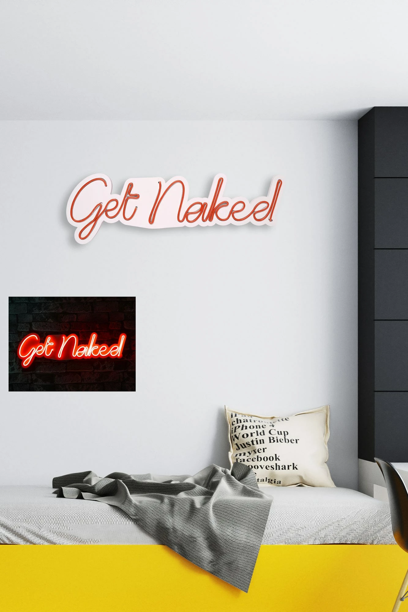 Dekor dritash LED plastike, 'Get Naked', ngjyrë e kuqe