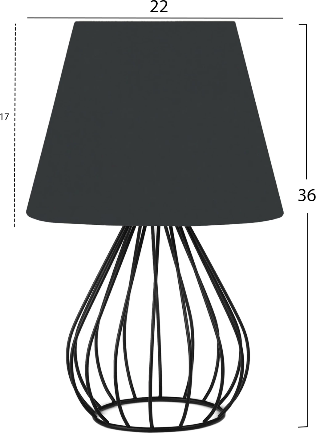 Llambë tavoline, trup metali i zi, kapak pëlhure i zi, FH7604.01