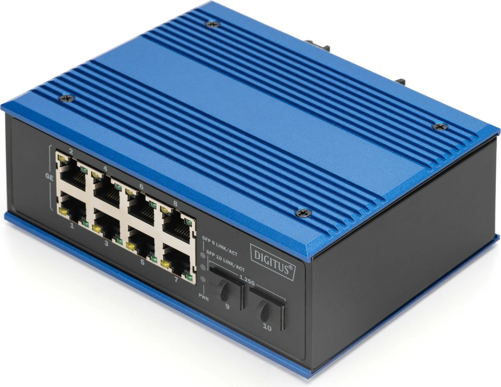 Switch industrial Digitus DN-651150, 8 porte Gigabit, 2 porte SFP, kasë metalike, IP40