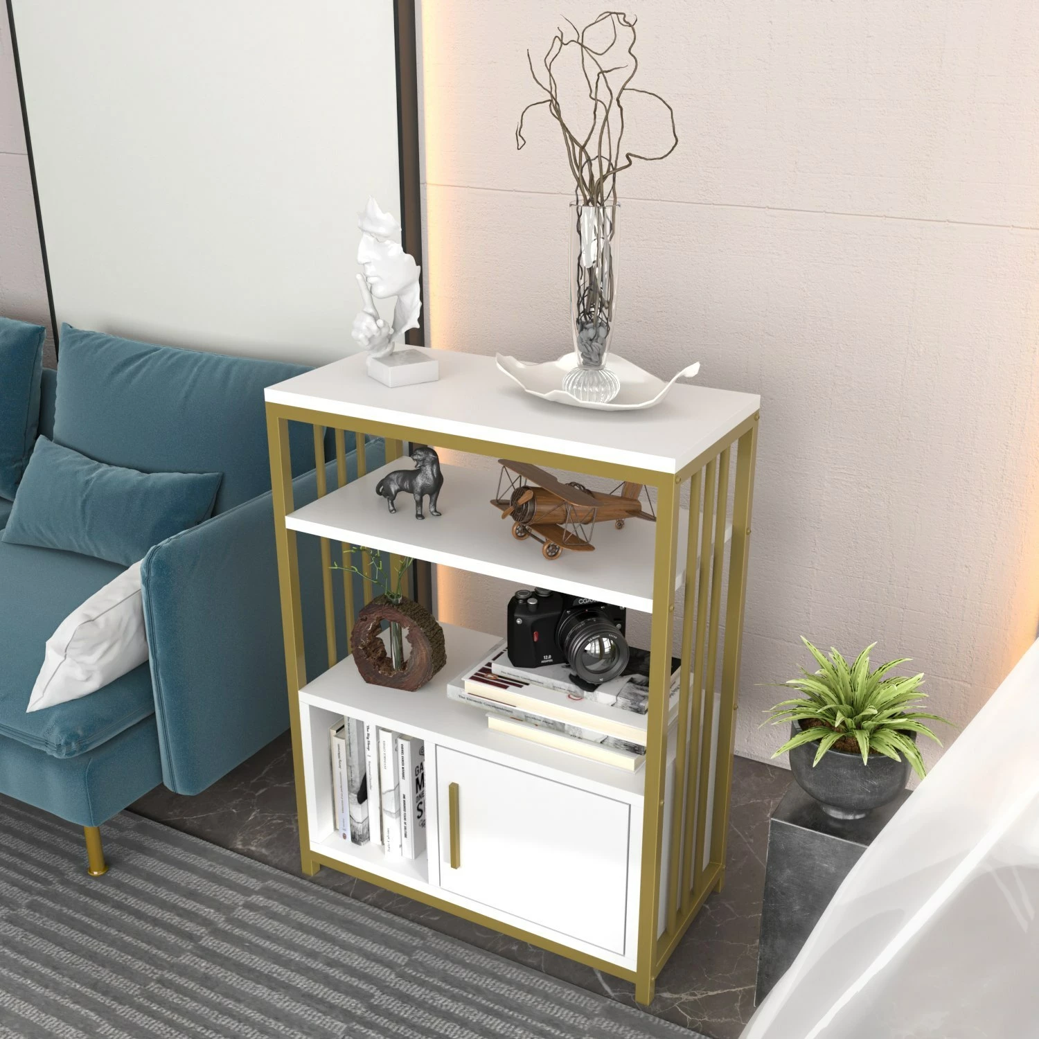 Raft librash Hanah Home, Letos, i bardhë, i artë