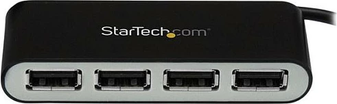 Hub USB StarTech ST4200MINI2, 4 porta, USB 2.0 480 Mbit/s, me kabllo të integrume, i zi/argjendtë