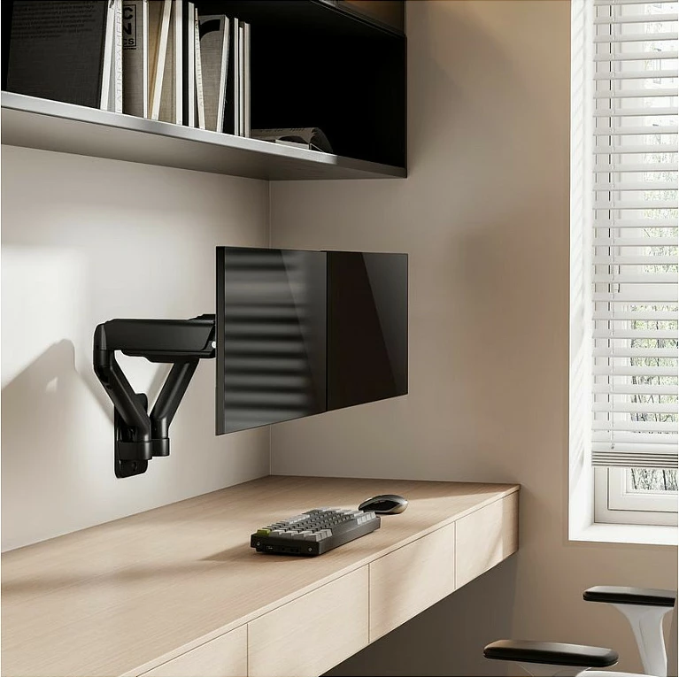 Mbajtëse muri për monitor EQUIP, 2x 17-32", VESA 75x75/100x100, rrotullim 180°, 9 kg për ekran, e zezë