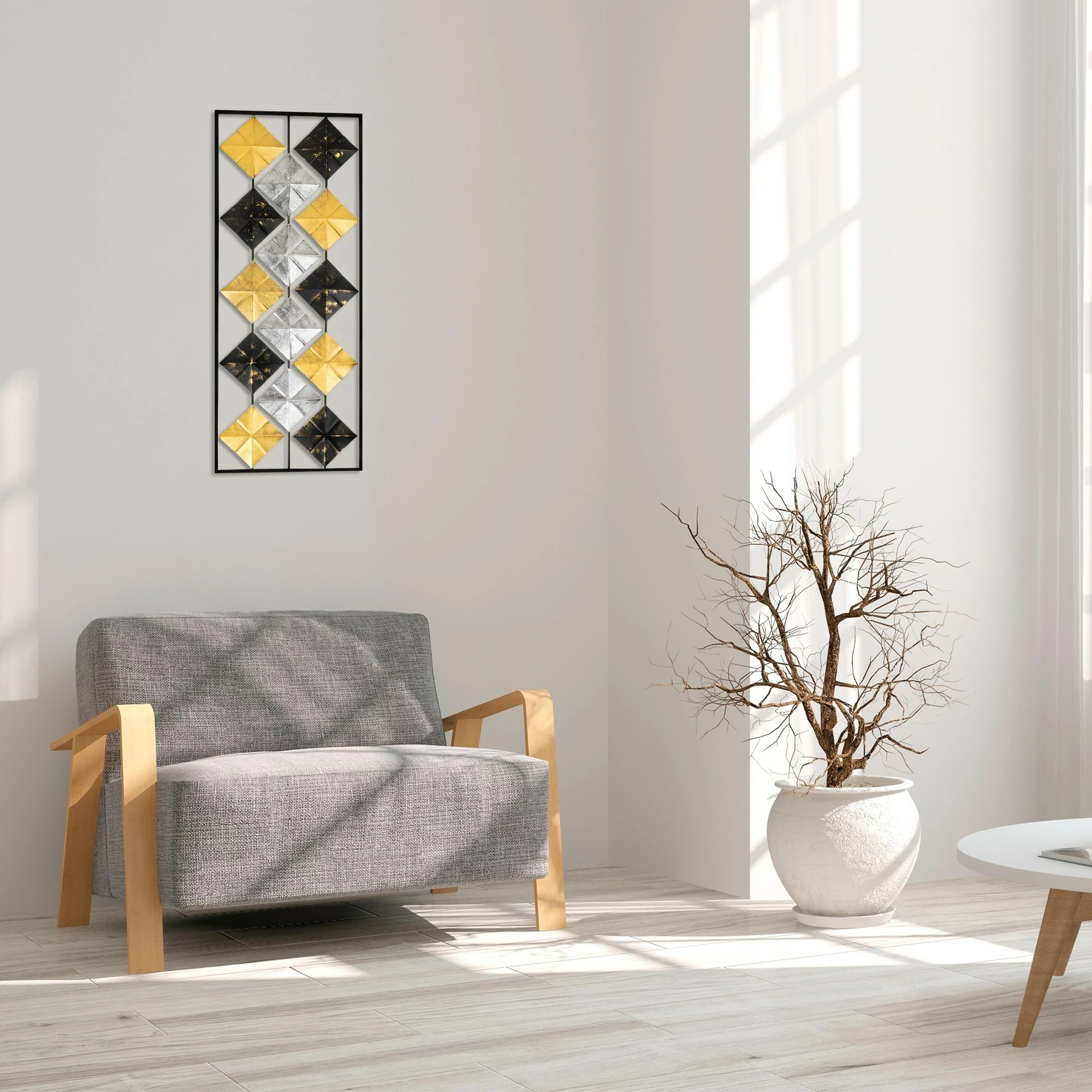 Aksesor dekorativ metalik për mur, Wallity Tesoro, shumëngjyrësh, 38x95cm