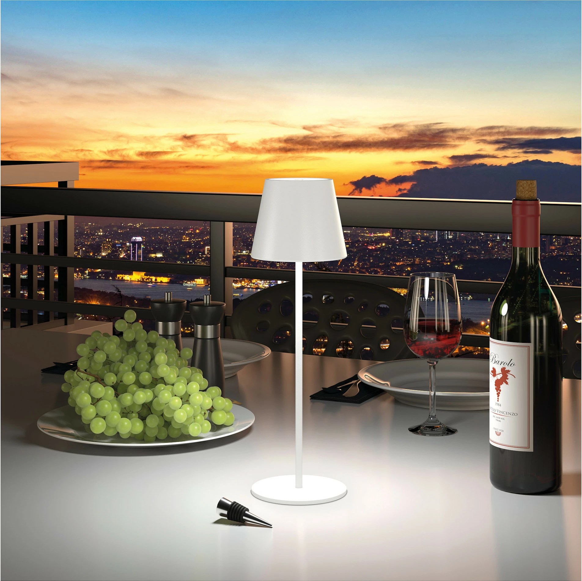 Llambë tavoline LED RealPower TableLight 360, 3W, 200 lm, 3000-5000K, IP44, bateri 1800 mAh, e bardhë