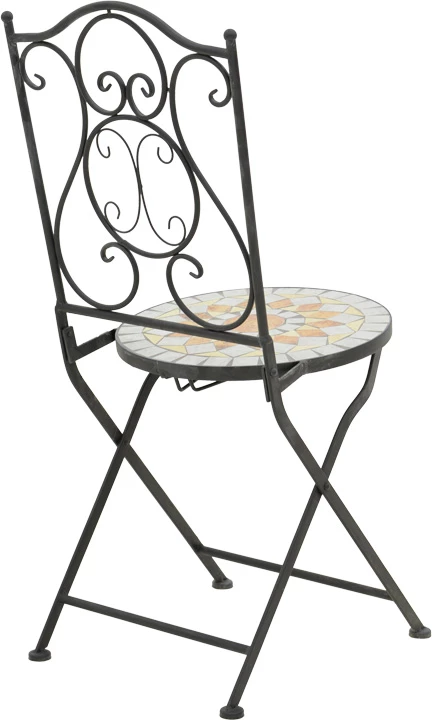 Set tavoline me karrige për terasë, mozaik, metal i zi, 3 pjesë