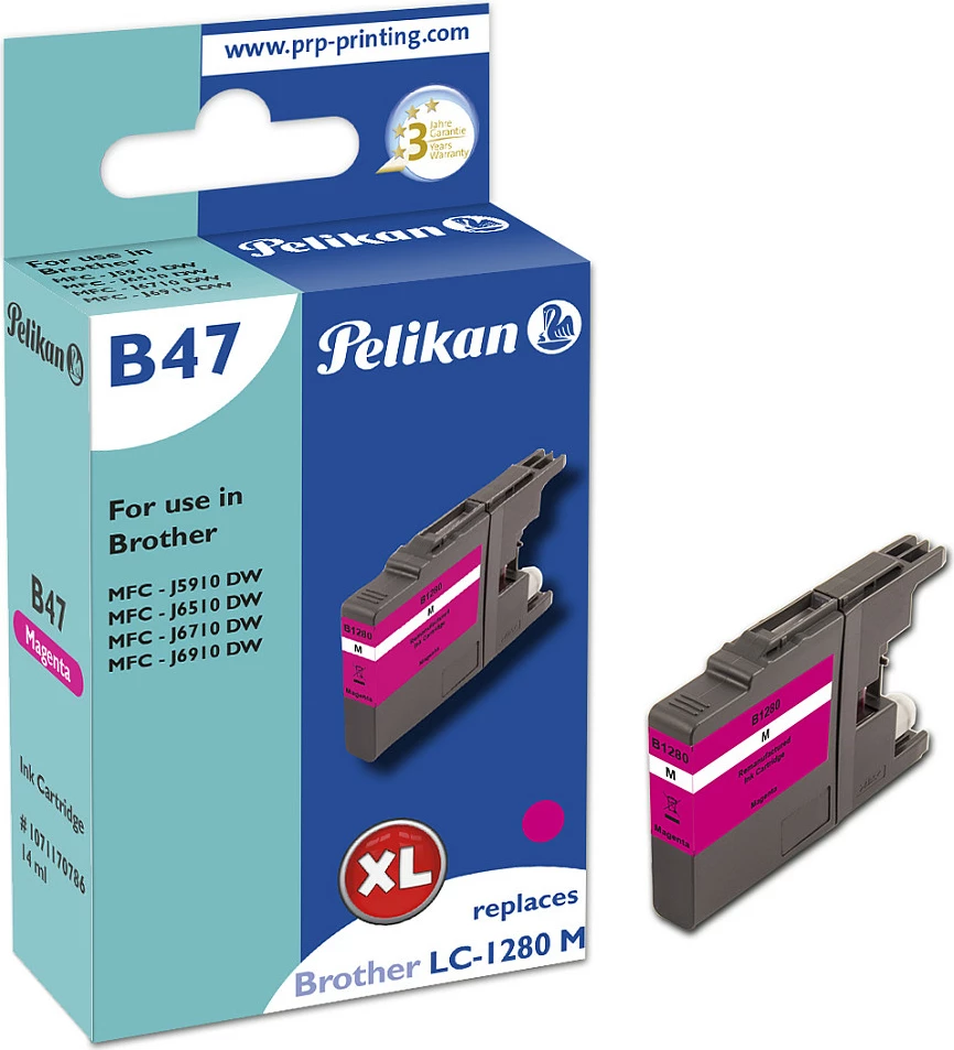 Kartrixhe bojë Pelikan B47 XL për Brother LC-1280M, Magenta