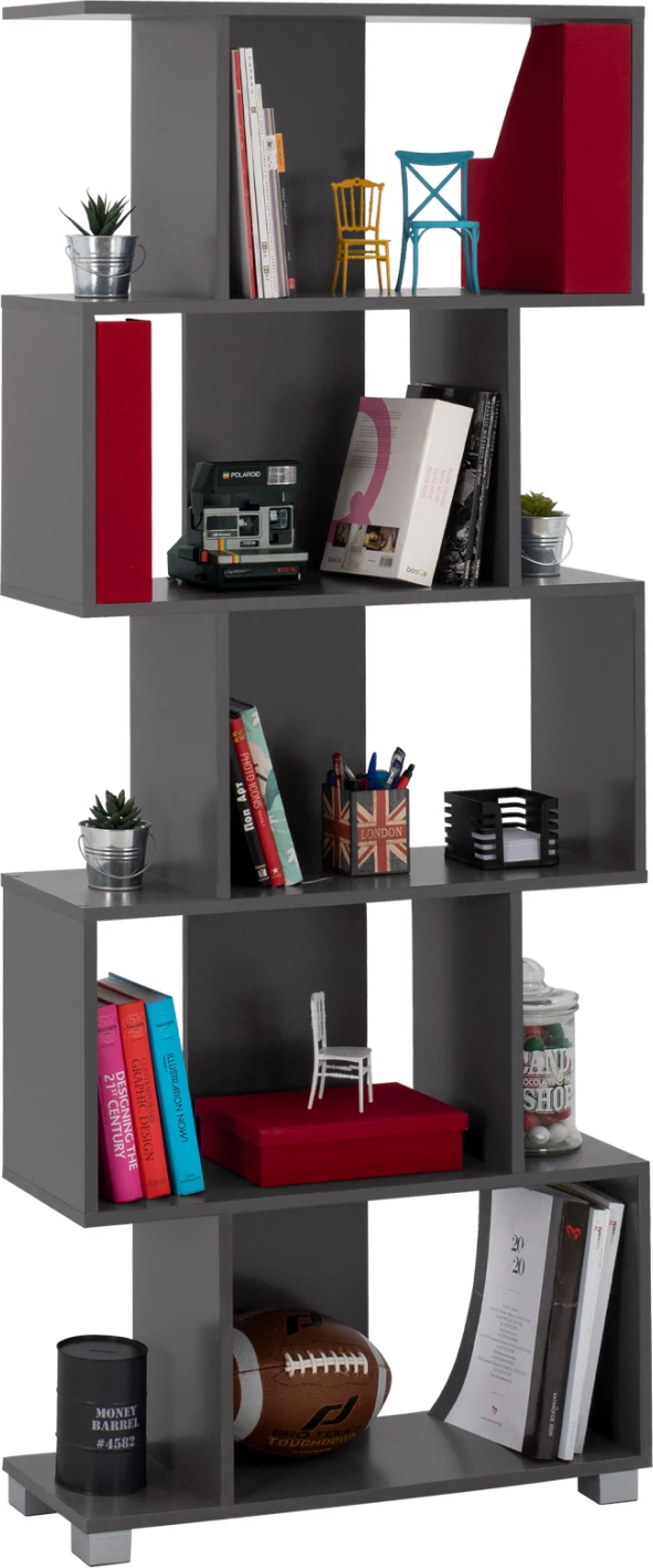 Raft librash nga melamina, gri, FH2385.10, 70x25x177 cm