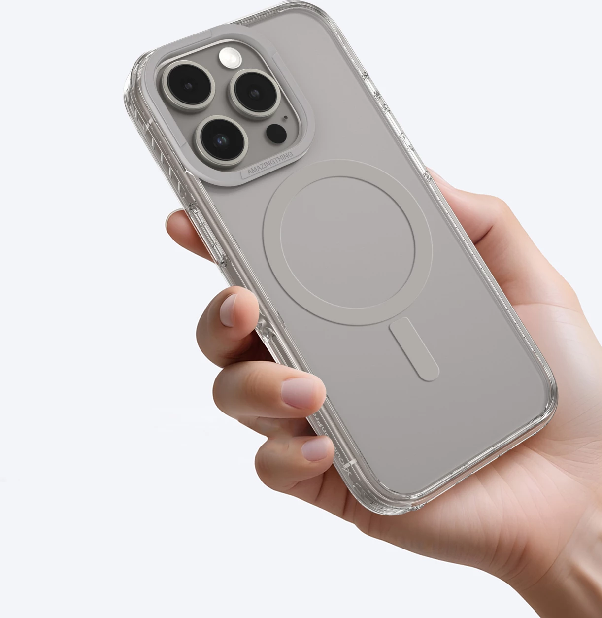 Mbështjellës AmazingThing Titan Pro Mag me unazë magnetike për iPhone 16 Pro, Gri