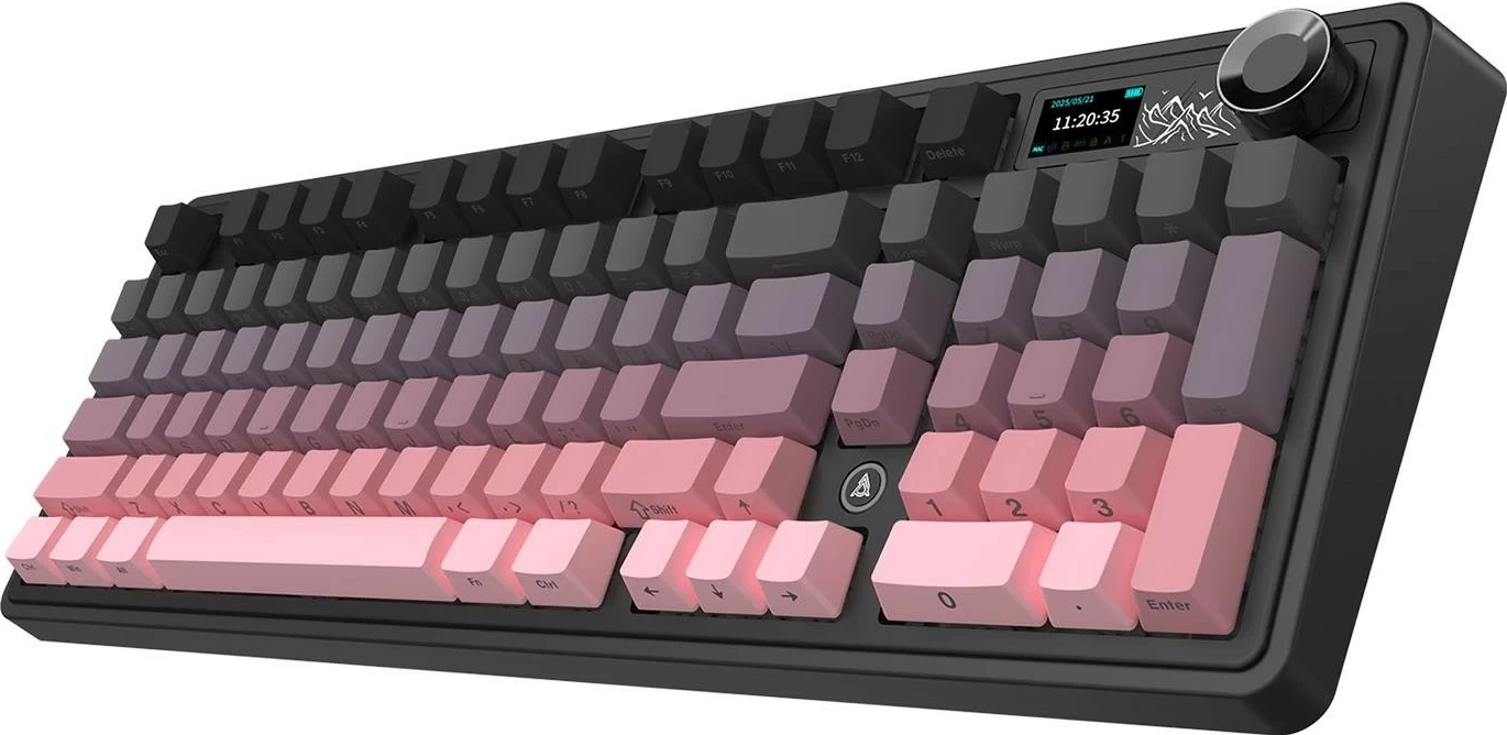 Tastierë mekanike Ajazz AK980 V2, wireless, RGB, Hot-Swap, me ekran, rozë