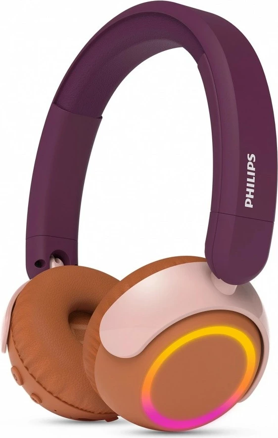 Kufje me valë Philips TAK4200MP/00, Bluetooth 5.4, për fëmijë, 45h, mikrofon, LED, kufizim volumi 75/85 dB, magenta/vjollcë