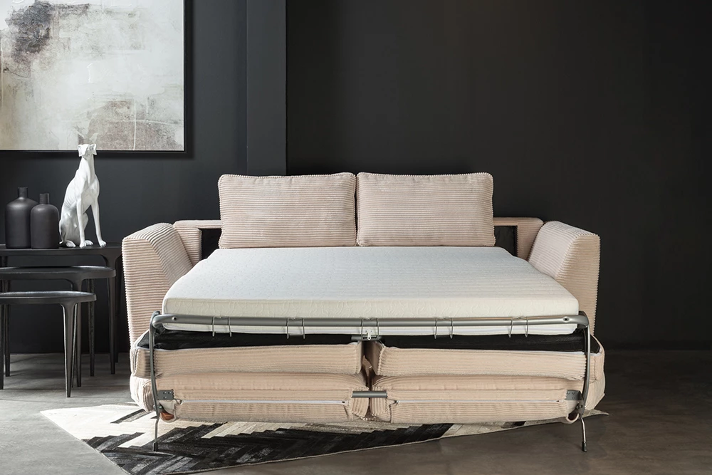 Krevat-sofë COCOON, 3 vende, bezhë Lincoln 03, 208x94x92