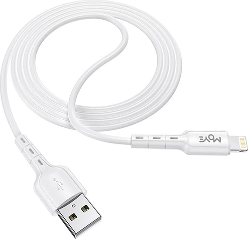 Kabllo data/karikimi Lightning Moye, 1 m, USB-A në Lightning, e bardhë