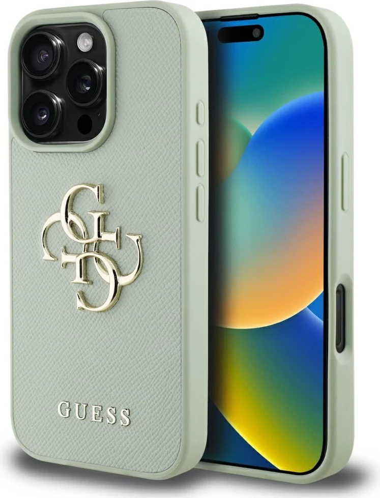 Mbështjellës Guess Grained Big 4G Logo Small Classic Logo për iPhone 16 Pro Max, Gjelbër