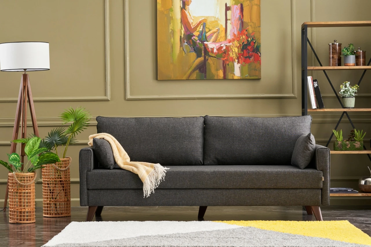 Krevat-sofë treshe, ngjyrë antracit, Bella Sofa Bed