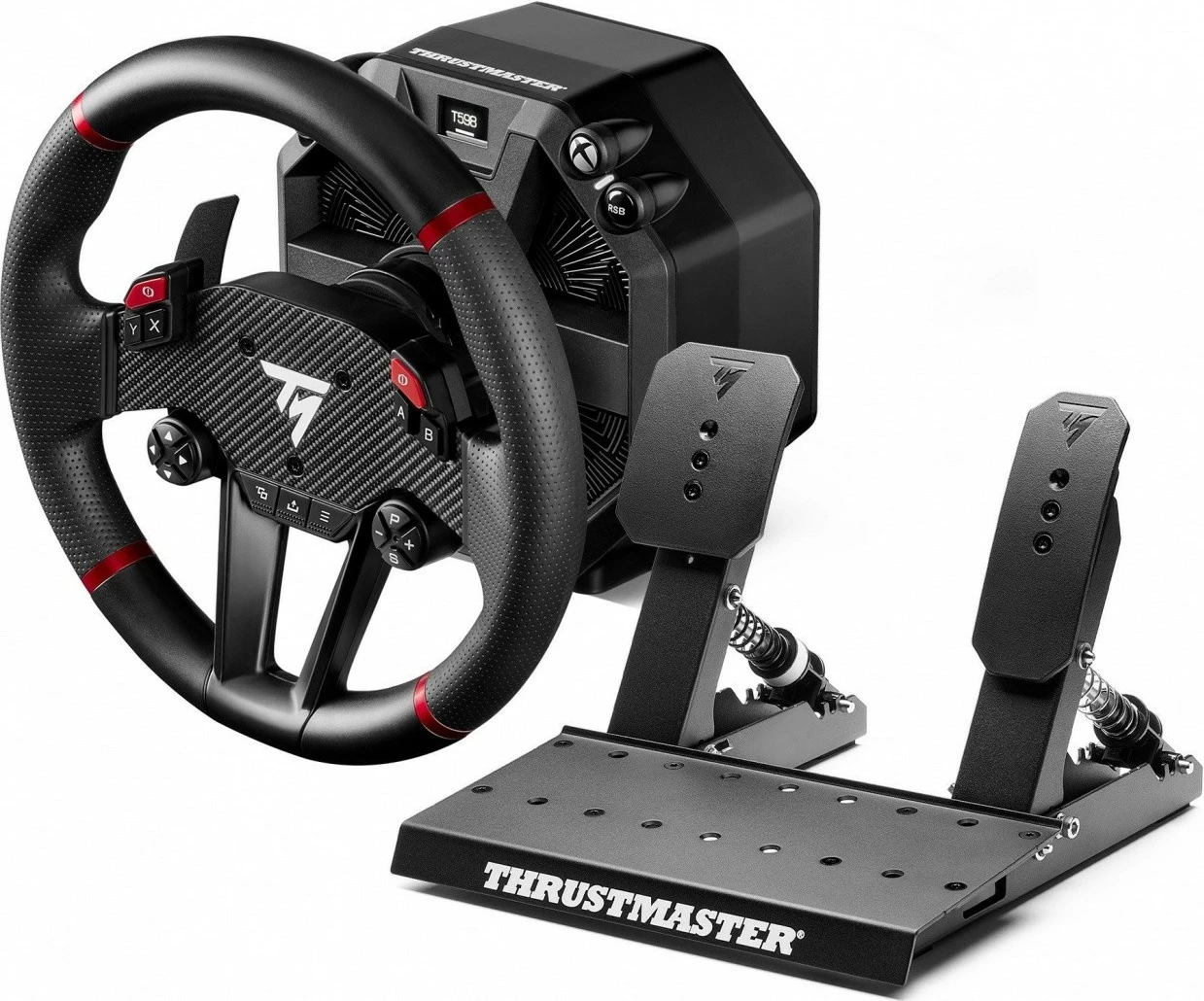 Timon lojërash Thrustmaster T598-X EU Type C, me pedale, 23 butona, USB-C, PC/Xbox One, i zi