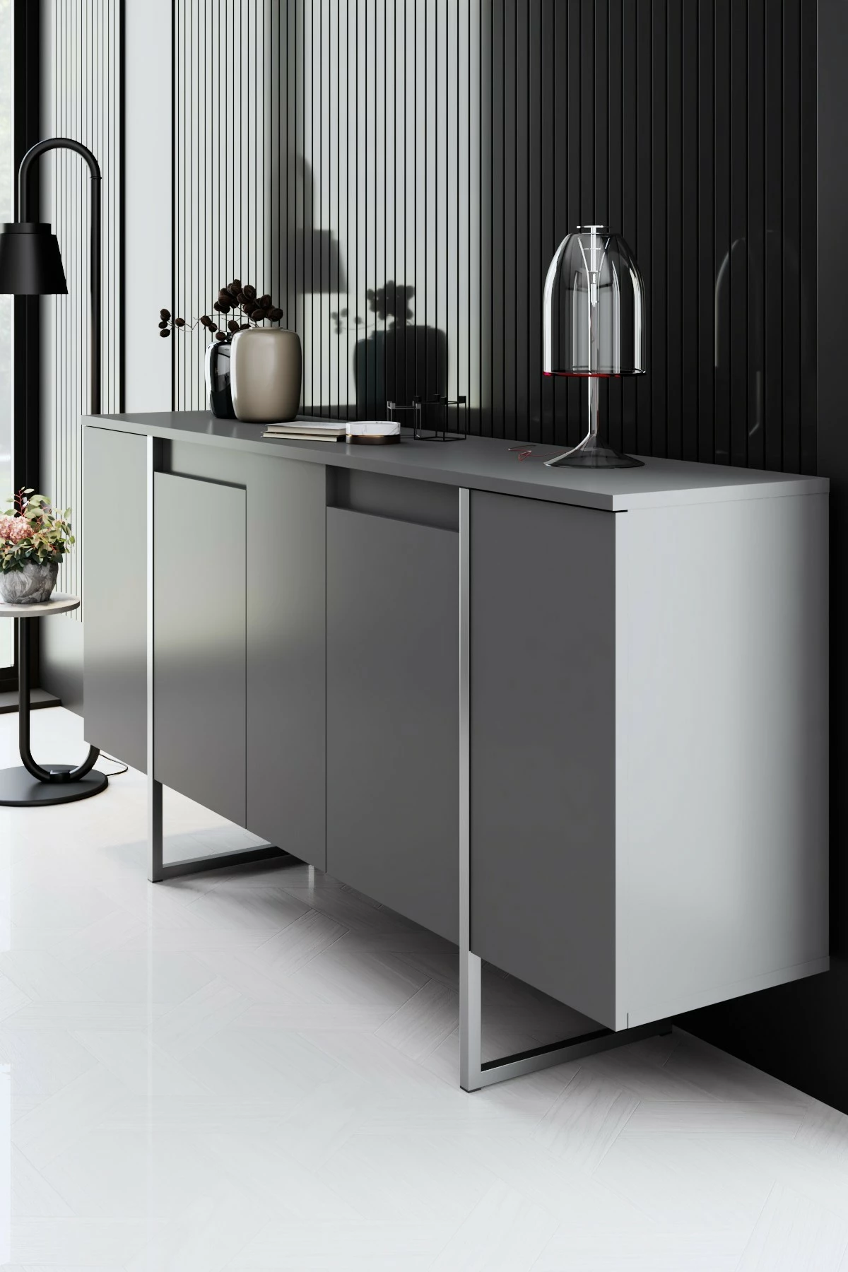 Konsol Skye Decor, Luxe, antracit, argjend