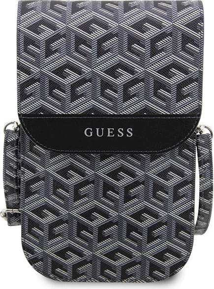 Çantë për celular Guess G Cube Stripe, lëkurë ekologjike, e zezë
