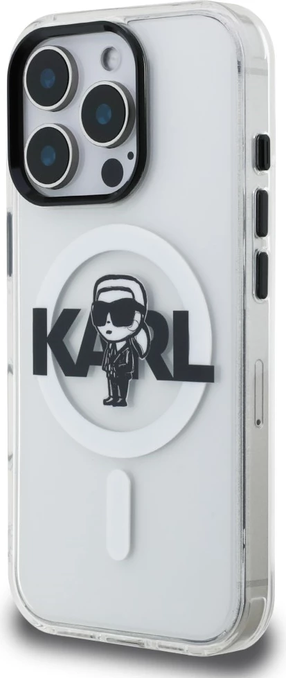 Mbështjellës Karl Lagerfeld IML Karl Sketch Logo MagSafe për iPhone 16 Pro, TPU/PC, transparent, në kuti