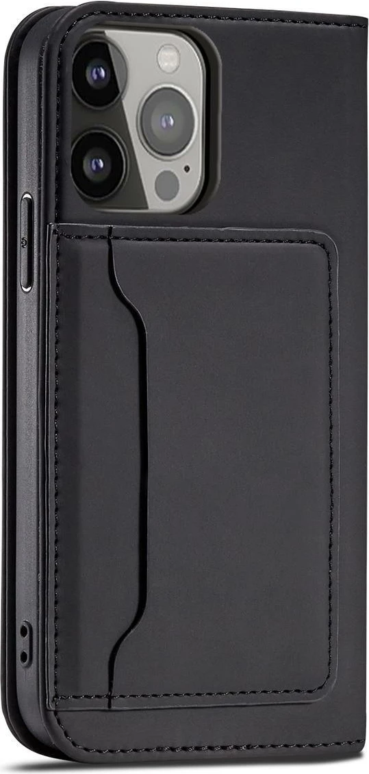 Mbështjellës Hurtel Magnet Card Case për iPhone 14 Pro, me kapak, portofol dhe mbajtëse, i zi