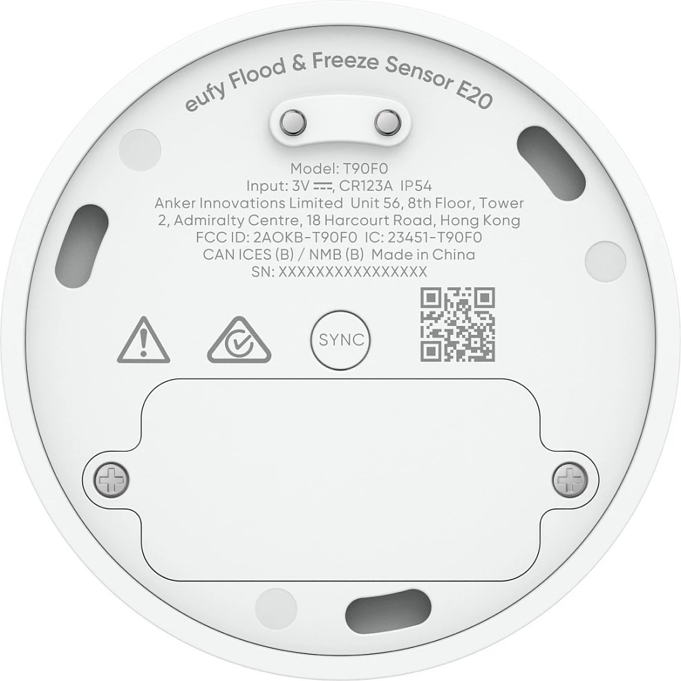 Sensor rrjedhjeje uji dhe ngrirjeje EUFY Flood&Freeze Sensor E20, wireless, IP54, i bardhë