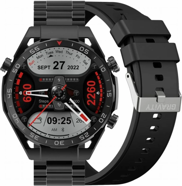 Smartwatch Gravity për meshkuj, e zezë