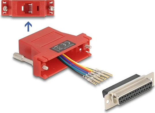 Adapter DeLOCK D-Sub 25-pin në RJ12, kit montimi, female-female, i kuq