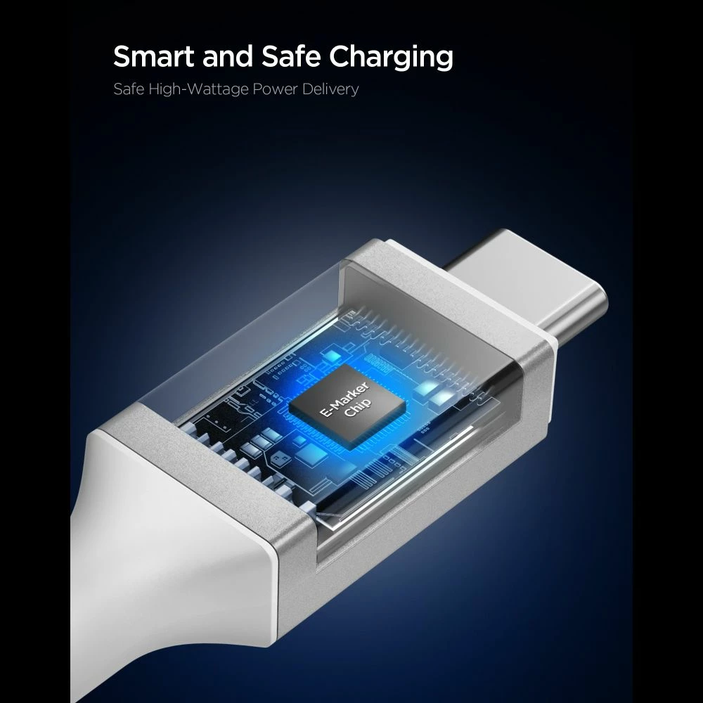 Kabllo USB-C Spigen EB10020CC 100W 200cm USB-C/USB-C 5Gb/s, e bardhë, 1 copë
