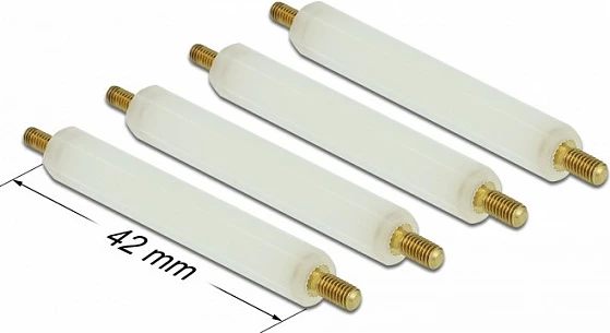 Distancues PCB DeLOCK M2.5 x M3, heksagonal, 42 mm, 4 copë, natural