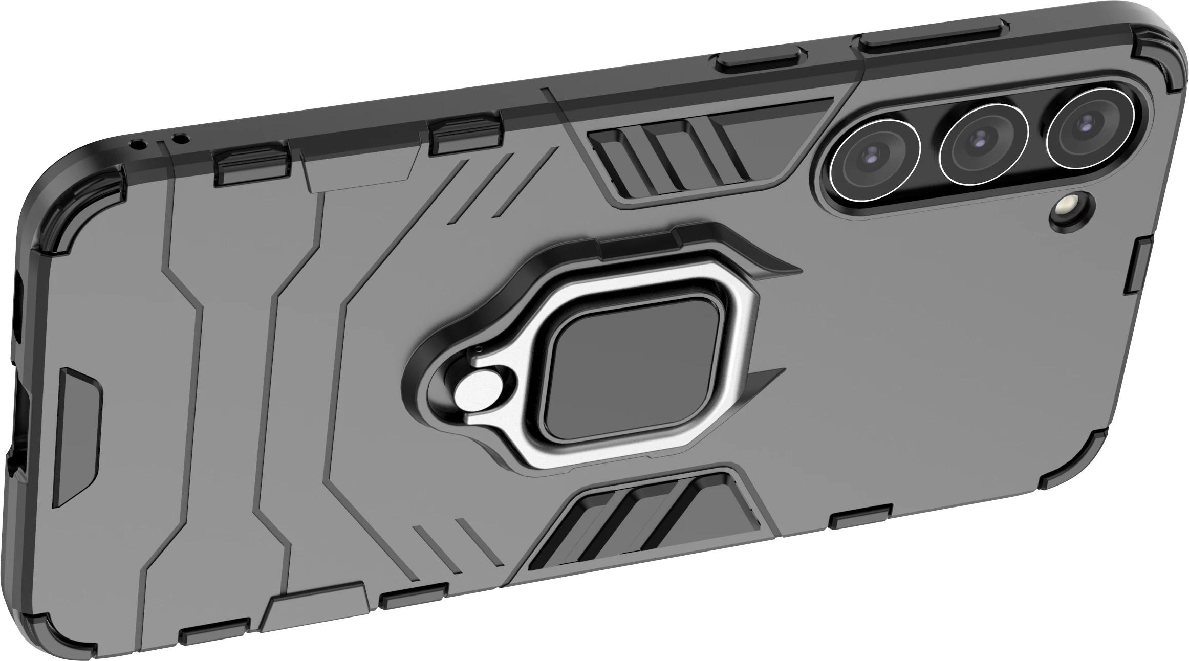 Mbështjellës Hurtel Ring Armor për Samsung Galaxy S23+, me unazë magnetike, i zi