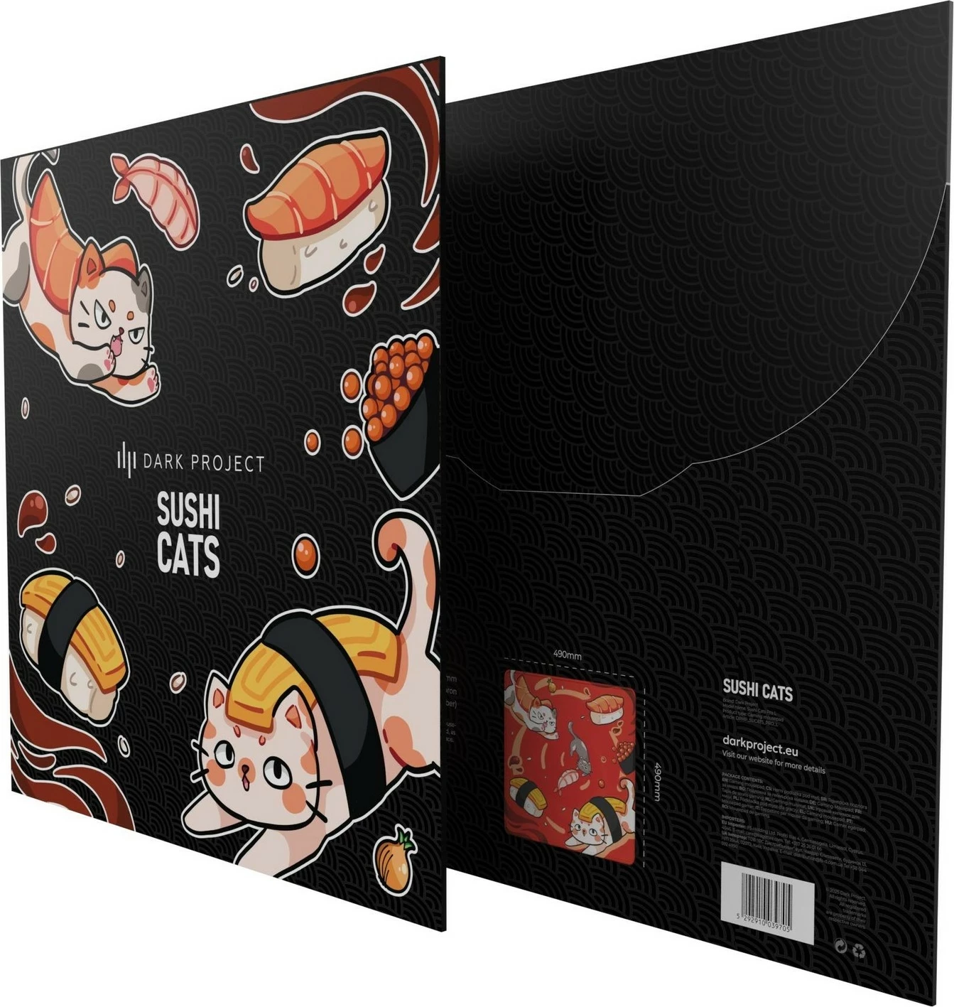 Mauspad Dark Project Sushi Cats Pro L, tekstil, e kuqe