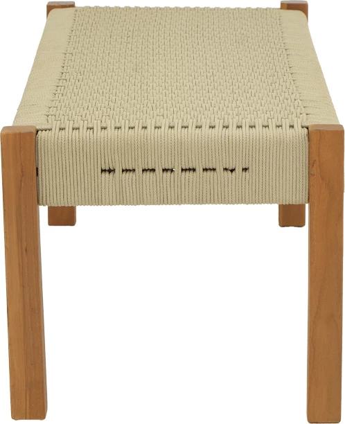 Stol Uma dru teak dhe litar pe, hije natyrale, 120x45x40cm