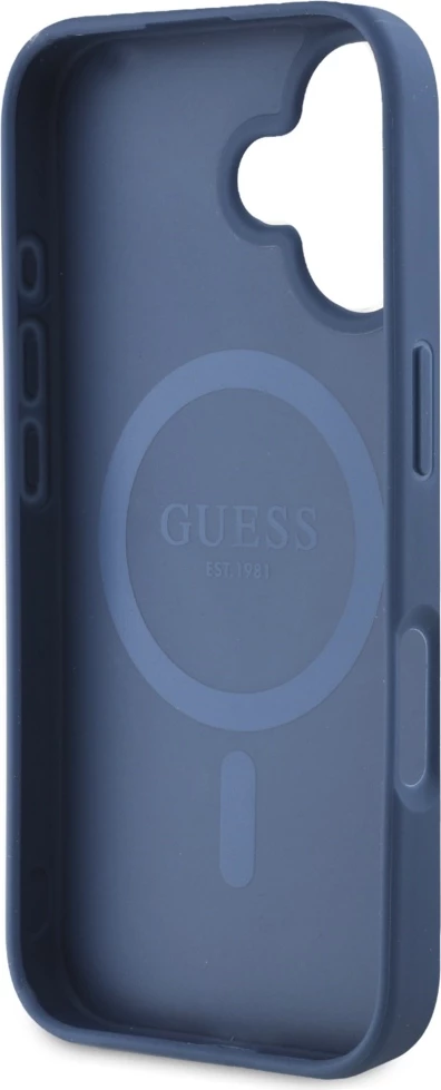 Mbështjellës Guess Grained Printed Flower Pattern MagSafe për iPhone 16, Blu