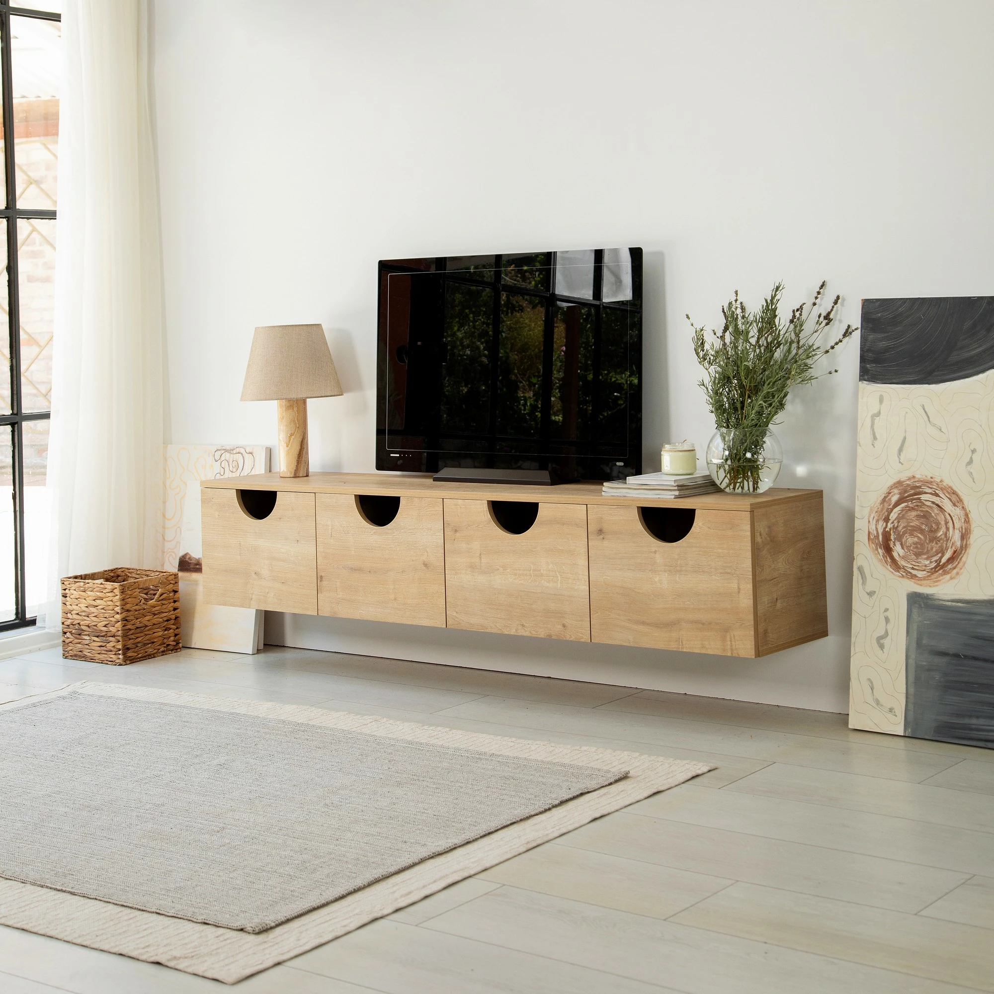 Komodë TV Skye Decor, Four Seasons, ngjyrë lisi, 180x45x35cm