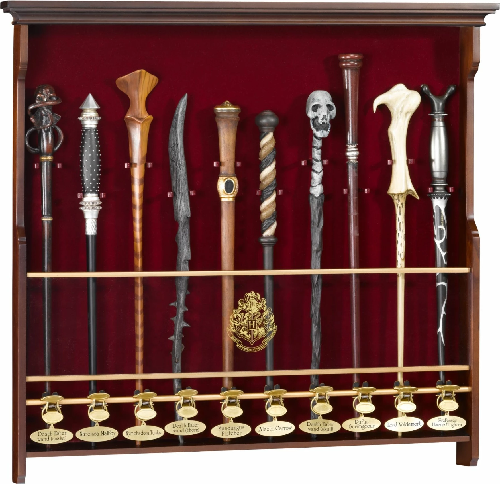 Mbajtëse murale për 10 shkopinj magjikë Noble Collection Harry Potter, kasë druri 47×49×7 cm