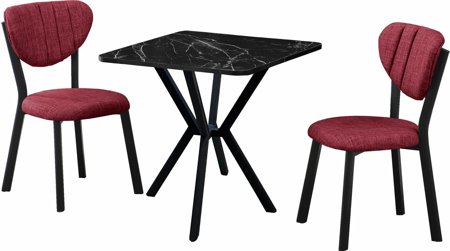 Set tavolinë me karrige, zgjatues, 3 pjesë, Skye Decor, elma-burgundy, e zezë