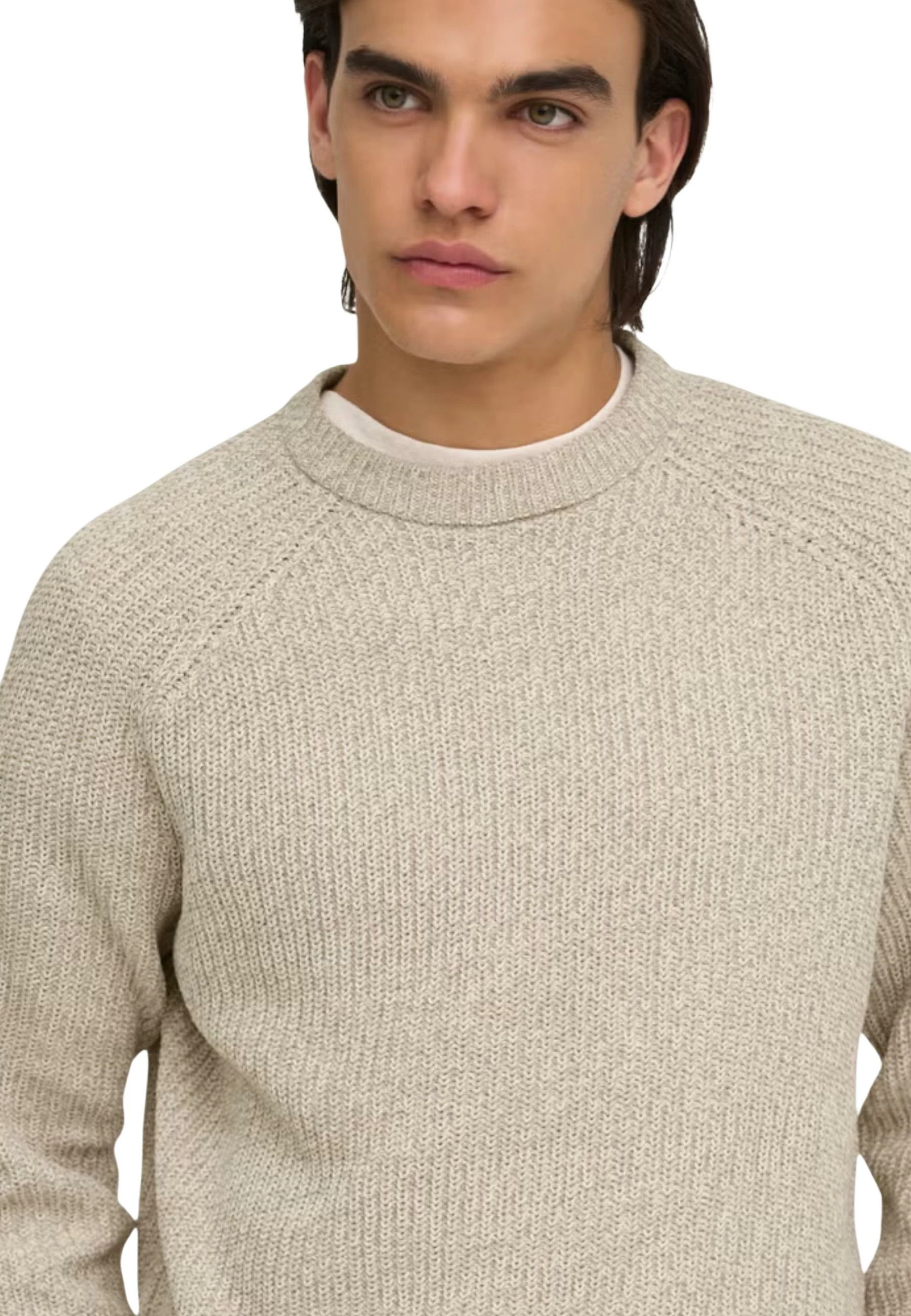 Xhemper për meshkuj Only & Sons Onsjoin Rlx Ls Raglan Knit 22034670, bezhë e çelët [Madhësia: S]