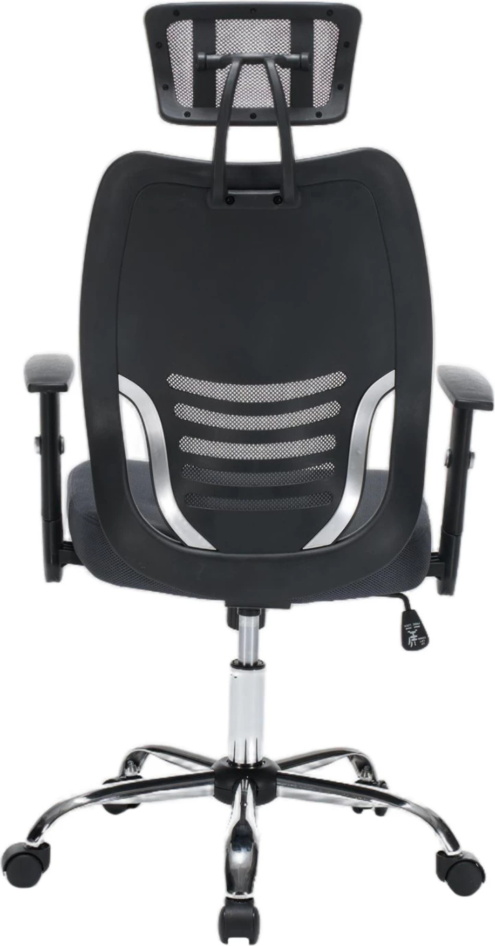 Karrige zyre BRIEF, material rrjete gri, bazë e kromuar, FH1206.02, 63x64x122cm