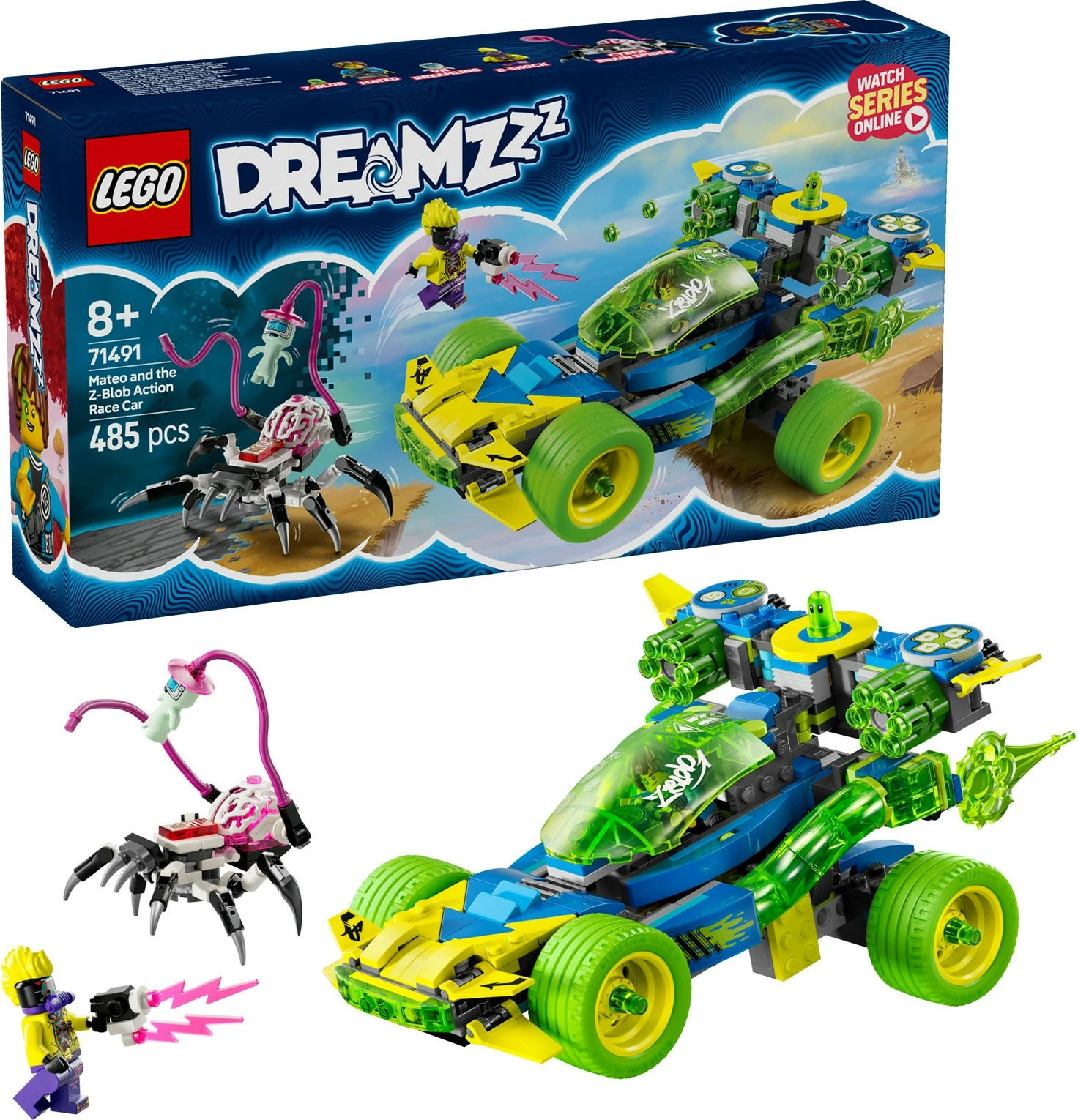 Set ndërtimi LEGO DREAMZzz 71491 Mateo me Z-Blob Action Rennwagen, 485 pjesë, multikolor