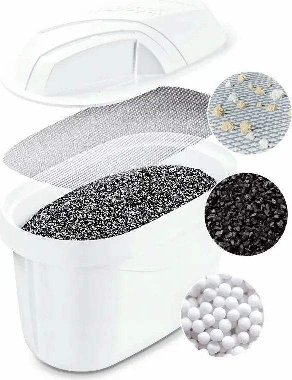 Bokall filtrues uji Wessper Aquamax Crystalline 2.5 L qelq borosilikat, i bardhë, set me 1 fishek