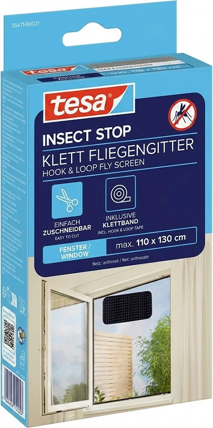 Rrjetë kundër insekteve Tesa Insect Stop 55671-00021, 110 x 130 cm, e zezë