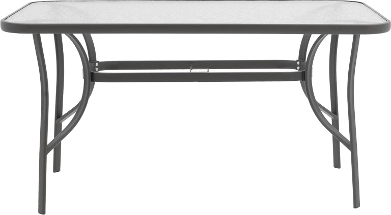 Tavolinë me karrige Ensure-Lindaria, metal-xham, gri e errët, 120x70x70cm, 5 copë