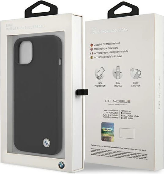 Mbështjellës BMW Silicone Signature për iPhone 13 mini, 5.4", i zi