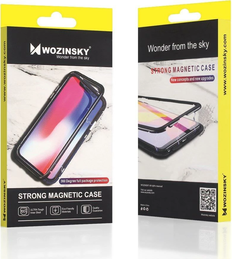 Mbështjellës Wozinsky Full Magnetic Case për Vivo X60, xham i integruar, i zi-transparent